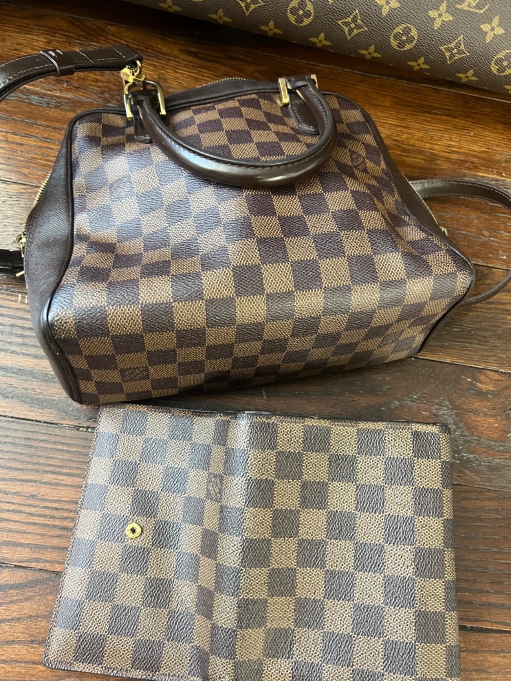 Louis Vuitton Damier Ebene Satchel with Matching Wallet - Brown - Picture 5 of 10